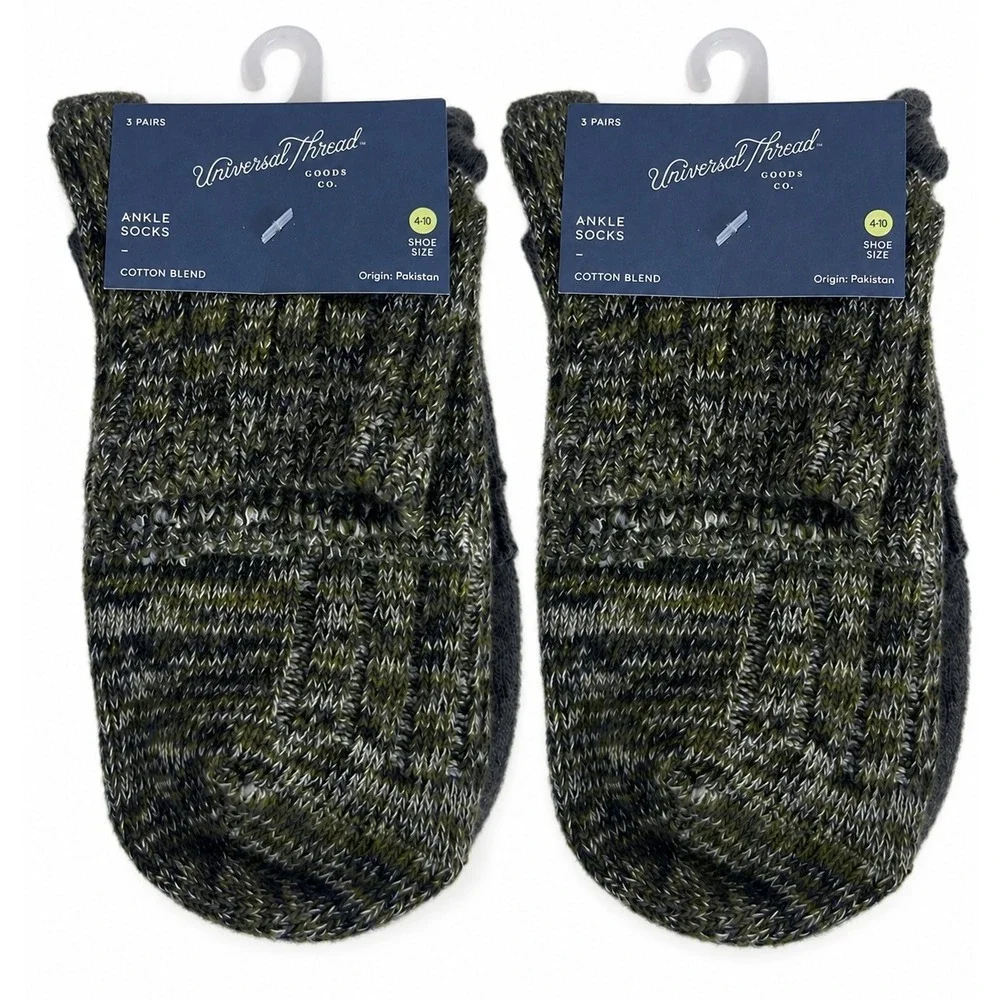 Lot of 2 Universal Thread Women's Ankle Socks 3 Pairs Shoe Size 4-10 Cotton Blen
